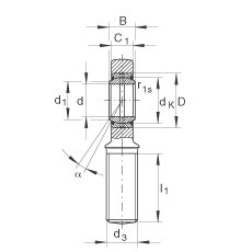 桿端軸承 GAR80-DO-2RS, 根據 DIN ISO 12 240-4 標準，帶右旋外螺紋，需維護，兩側唇密封