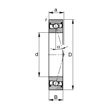 主軸軸承 HSS71901-C-T-P4S, 調節，成對安裝，接觸角 α = 15°，兩側唇密封，非接觸，加嚴公差