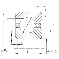 薄截面軸承 CSEB035, 角接觸球軸承，類型E，運行溫度 -54°C 到 +120°C