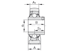 直立式軸承座單元 RASEY3/4, 鑄鐵軸承座，外球面球軸承，根據 ABMA 15 - 1991, ABMA 14 - 1991, ISO3228 內圈帶有平頭螺栓，R型密封，英制